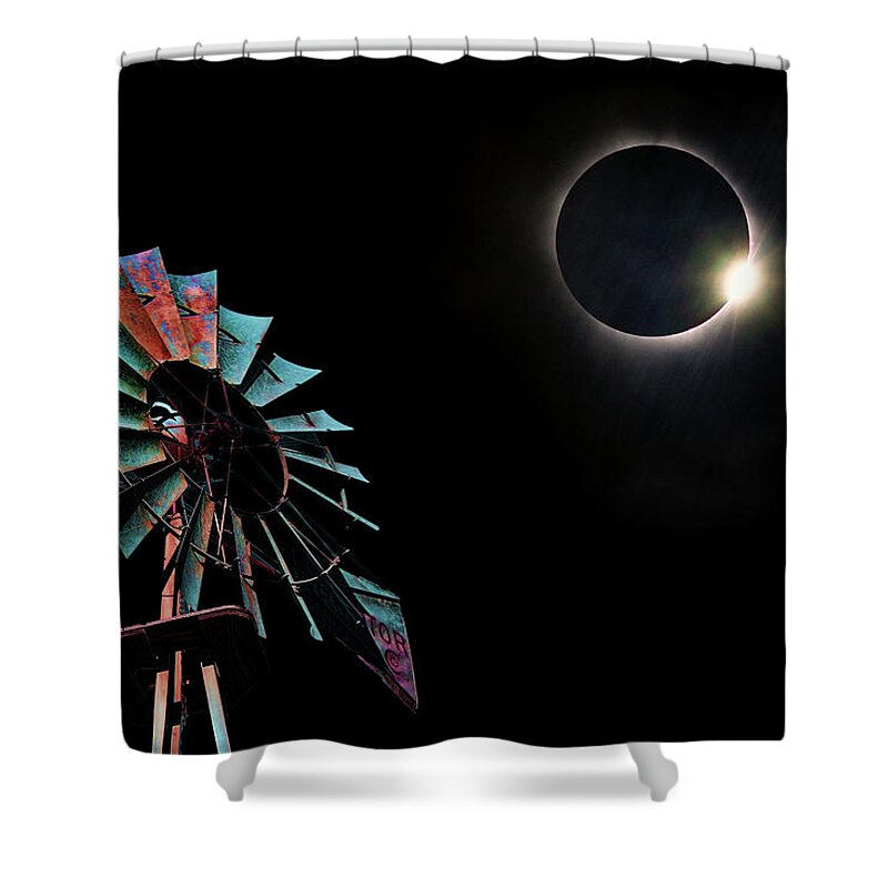 2017 Total Eclipse Shower Curtain featuring the photograph 2017 Total Eclipse Central Nebraska by Sylvia Thornton