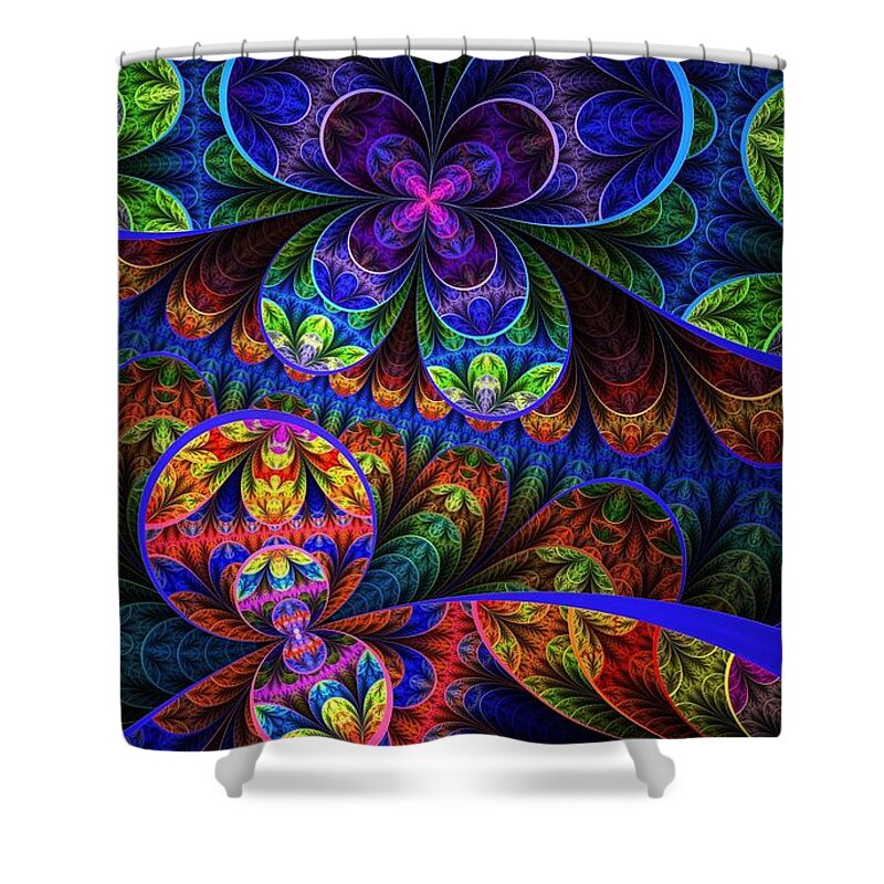 Fractal Shower Curtain featuring the digital art Fractal #23 by Super Lovely