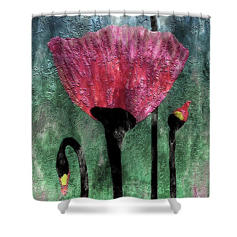 Abstract Shower Curtain featuring the painting 24a Abstract Floral Painting Digital Expressionism by Ricardos Creations