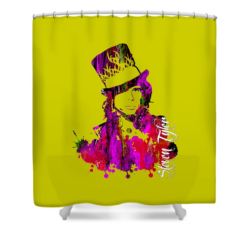 Steven Tyler Shower Curtain featuring the mixed media Steven Tyler Collection #5 by Marvin Blaine