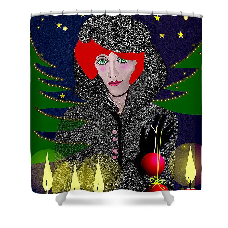 2584 Merry Christmas Card 2017 Shower Curtain featuring the digital art 2584 Merry Christmas Card 2017 by Irmgard Schoendorf Welch