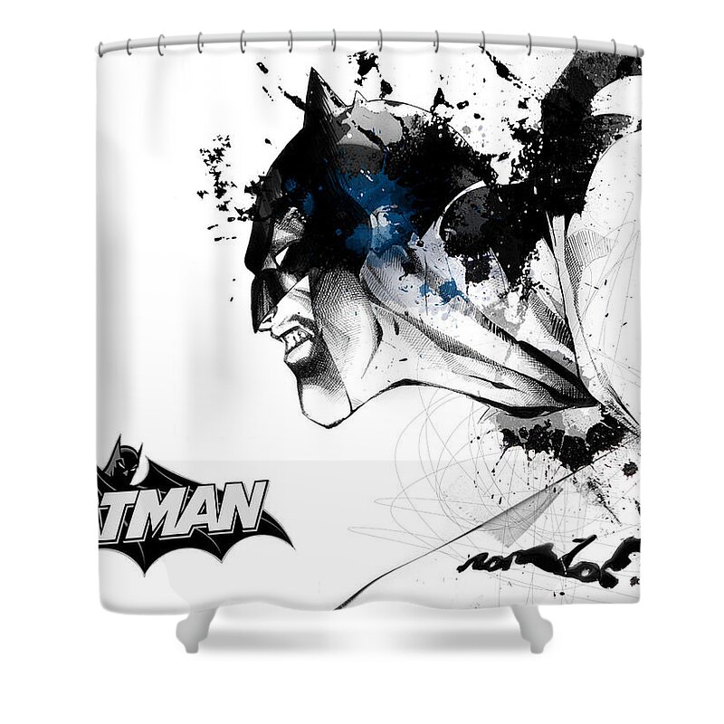 Batman Shower Curtain featuring the digital art Batman #26 by Super Lovely