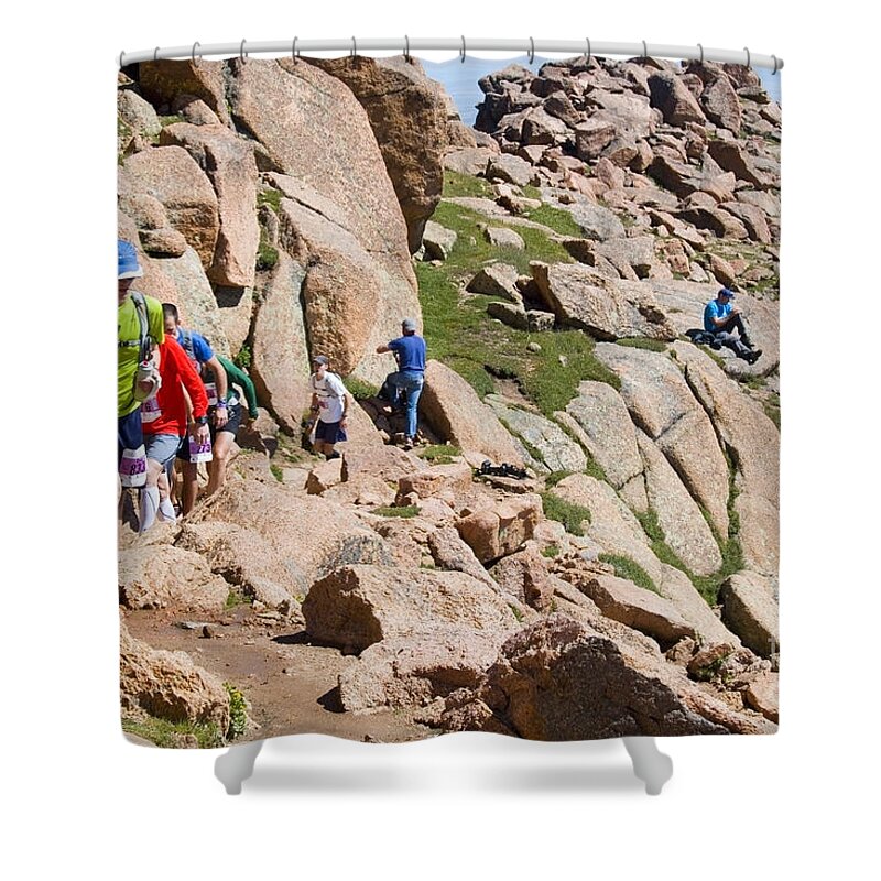 Pikes Peak Shower Curtain featuring the photograph Pikes Peak Marathon and Ascent #26 by Steven Krull