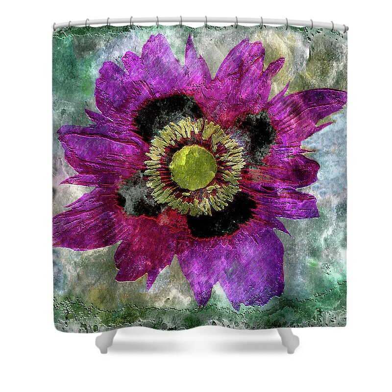 Abstract Shower Curtain featuring the painting 27a Abstract Floral Painting Digital Expressionism by Ricardos Creations