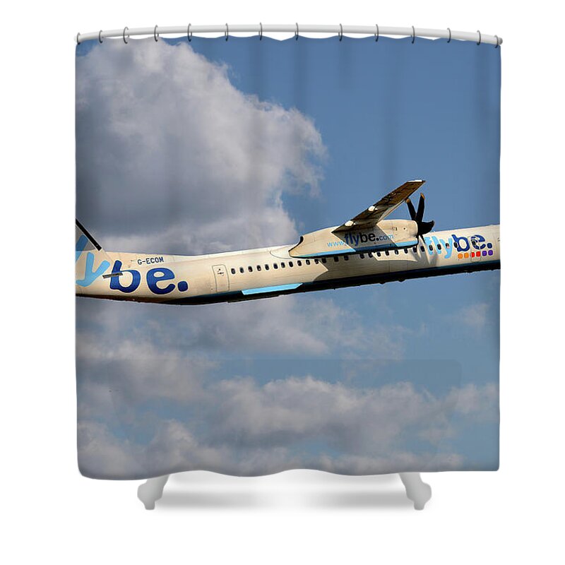 Flybe Shower Curtain featuring the photograph Flybe Bombardier Dash 8 Q400 by Smart Aviation
