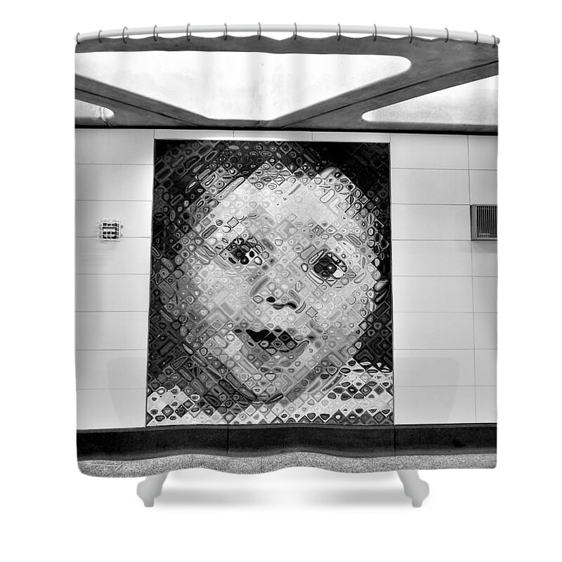 Art Shower Curtain featuring the photograph 2nd Ave Subway Art Baby B W by Rob Hans