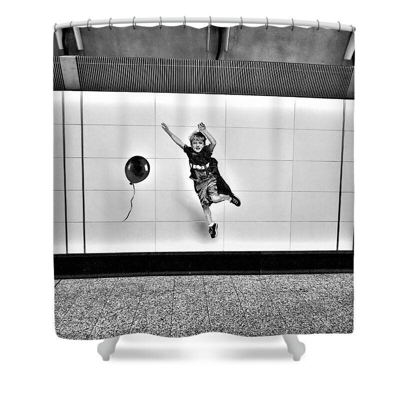 Art Shower Curtain featuring the photograph 2nd Ave Subway Art Perfect Strangers16 B W by Rob Hans