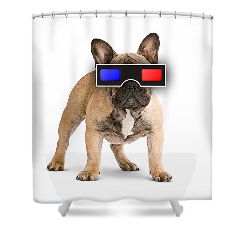 Dog Shower Curtain featuring the mixed media 3D Dog Collection by Marvin Blaine