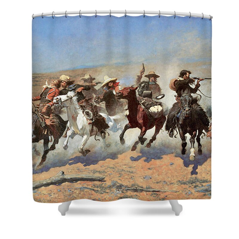 A Dash For The Timber Shower Curtain featuring the photograph A Dash for the Timber by Frederic Remington