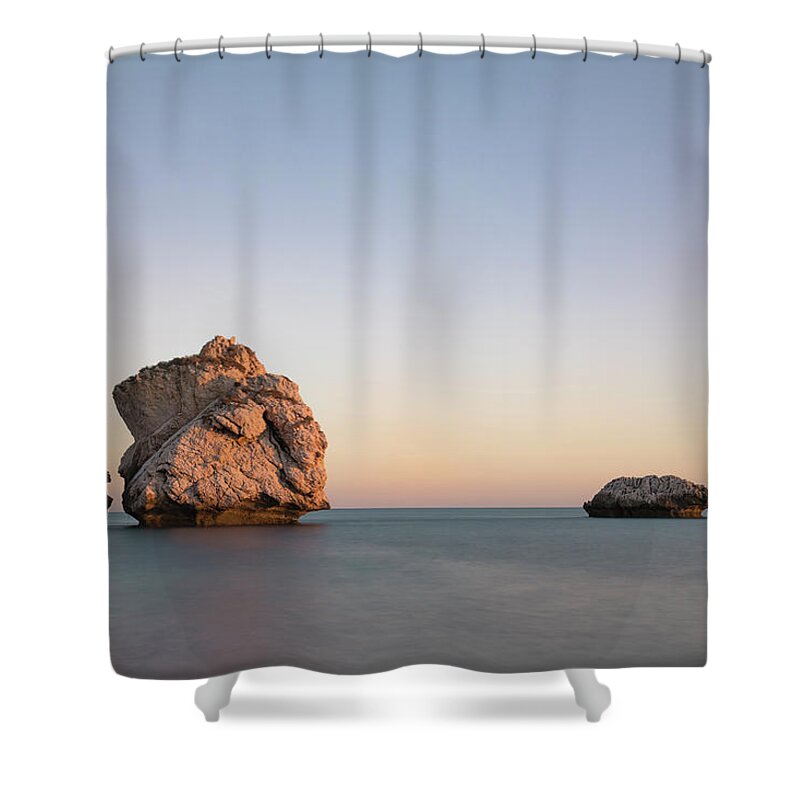 Petra Tou Romiou Shower Curtain featuring the photograph Aphrodite's Rock - Cyprus #3 by Joana Kruse