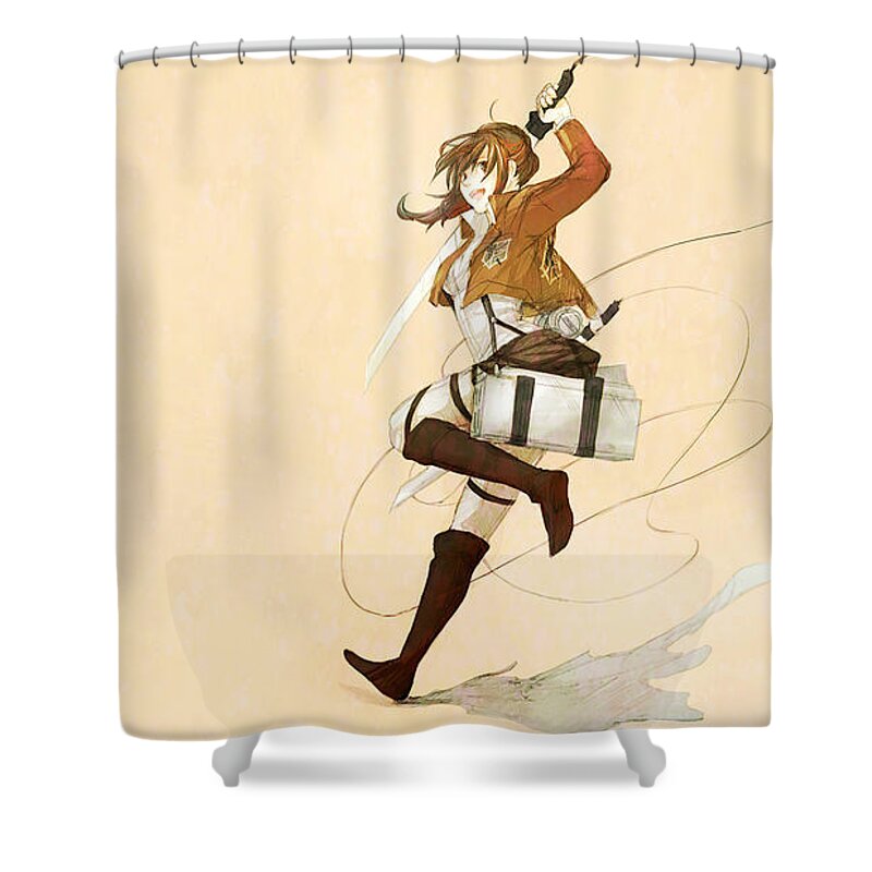 Attack On Titan Shower Curtain featuring the digital art Attack On Titan #3 by Maye Loeser