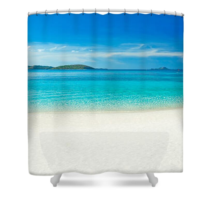 Sea Shower Curtain featuring the photograph Beach panorama #3 by MotHaiBaPhoto Prints
