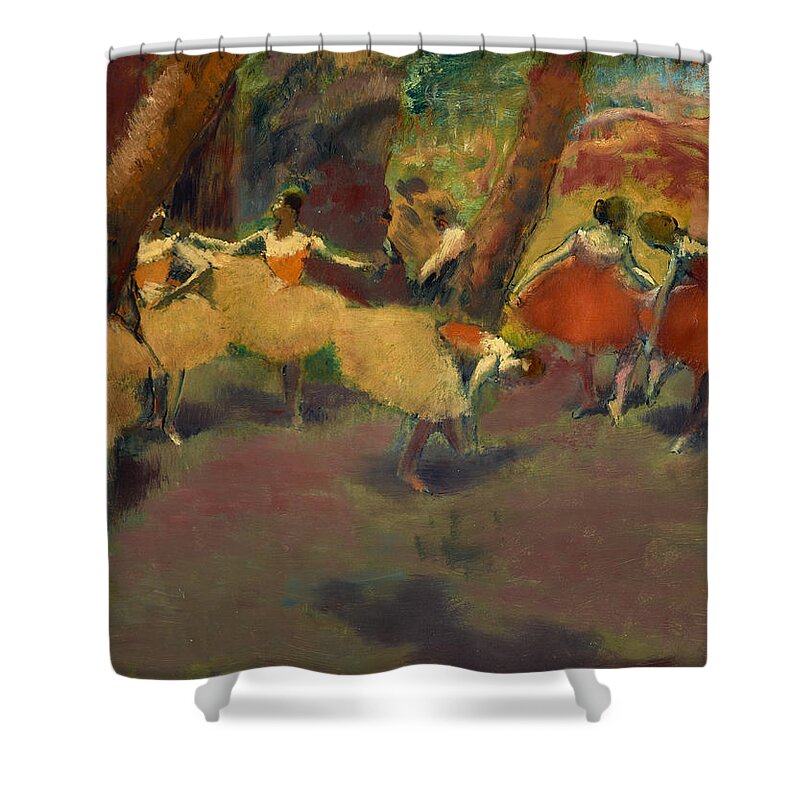 Edgar Degas Shower Curtain featuring the painting Before The Performance #3 by Edgar Degas