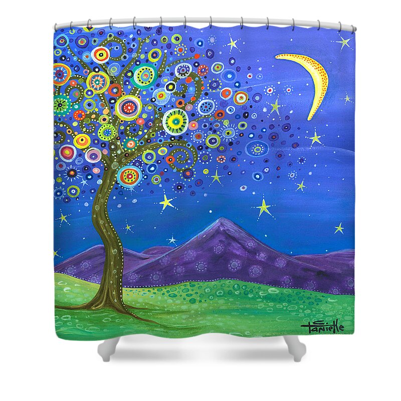 Dreaming Tree Shower Curtain featuring the painting Believe in Your Dreams by Tanielle Childers