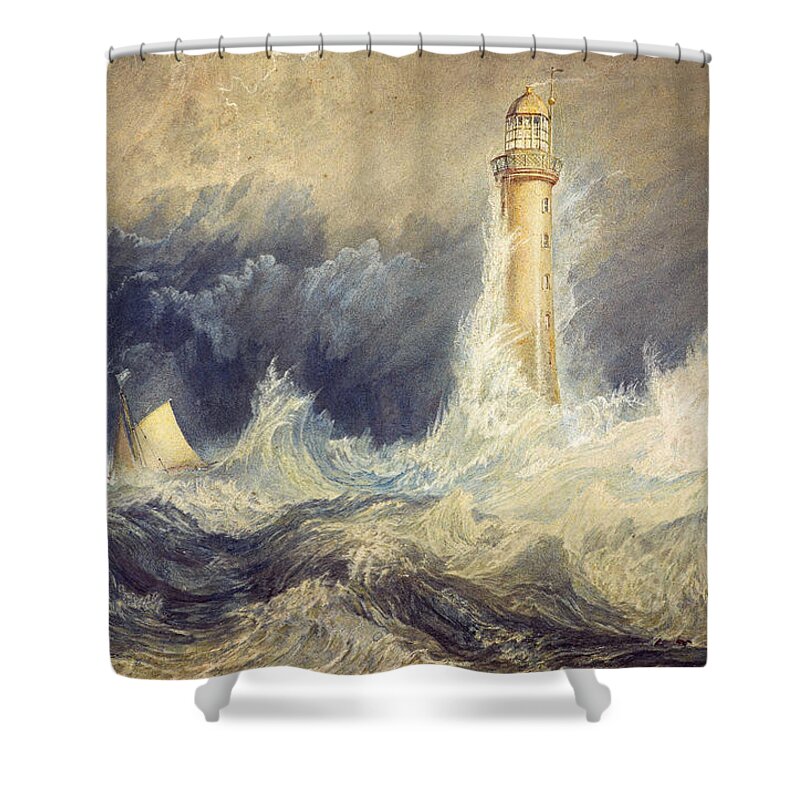 1819 Shower Curtain featuring the painting Bell Rock Lighthouse #3 by MotionAge Designs