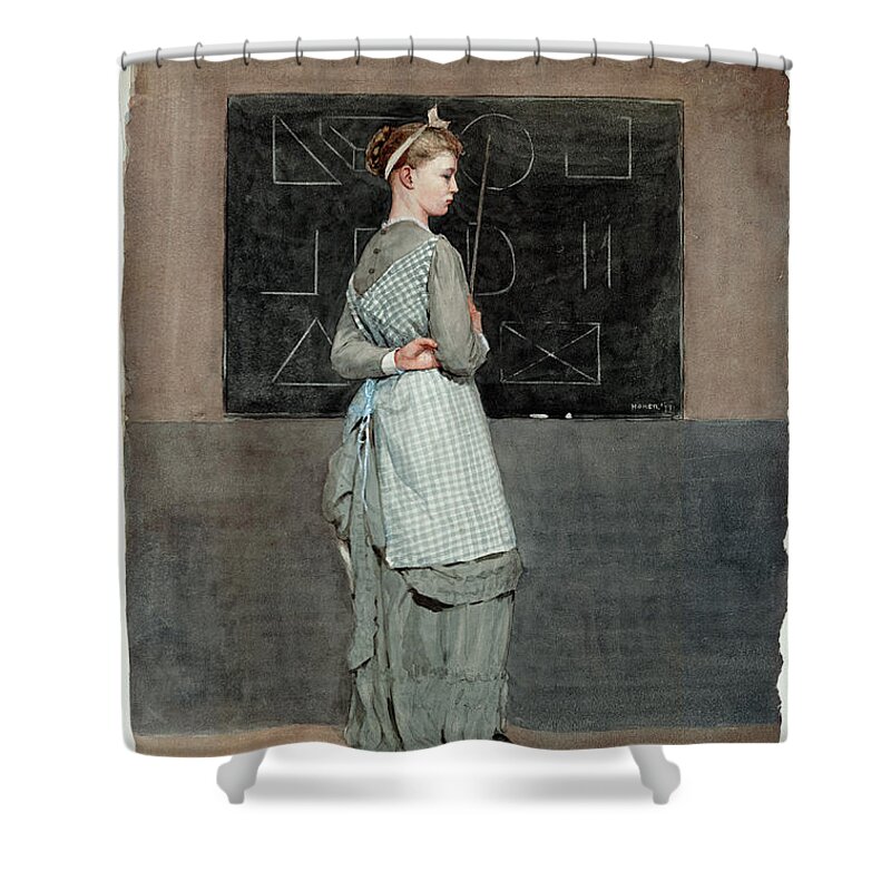 Winslow Homer Shower Curtain featuring the drawing Blackboard #6 by Winslow Homer