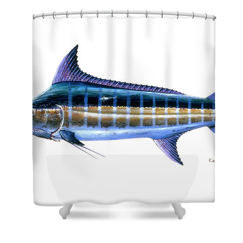 Blue Marlin Shower Curtain featuring the painting Blue Marlin #3 by Carey Chen