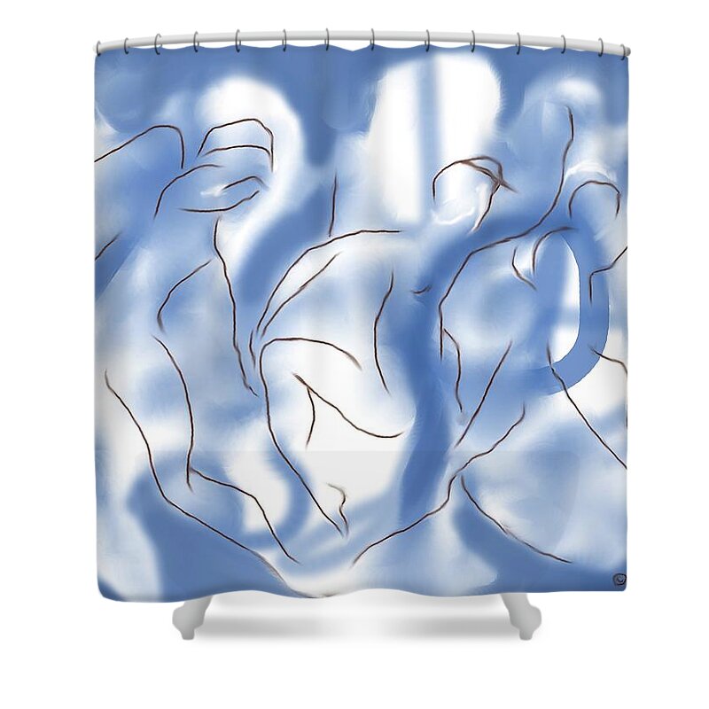 Figures Shower Curtain featuring the digital art 3 Dancing Figures by Mary Armstrong