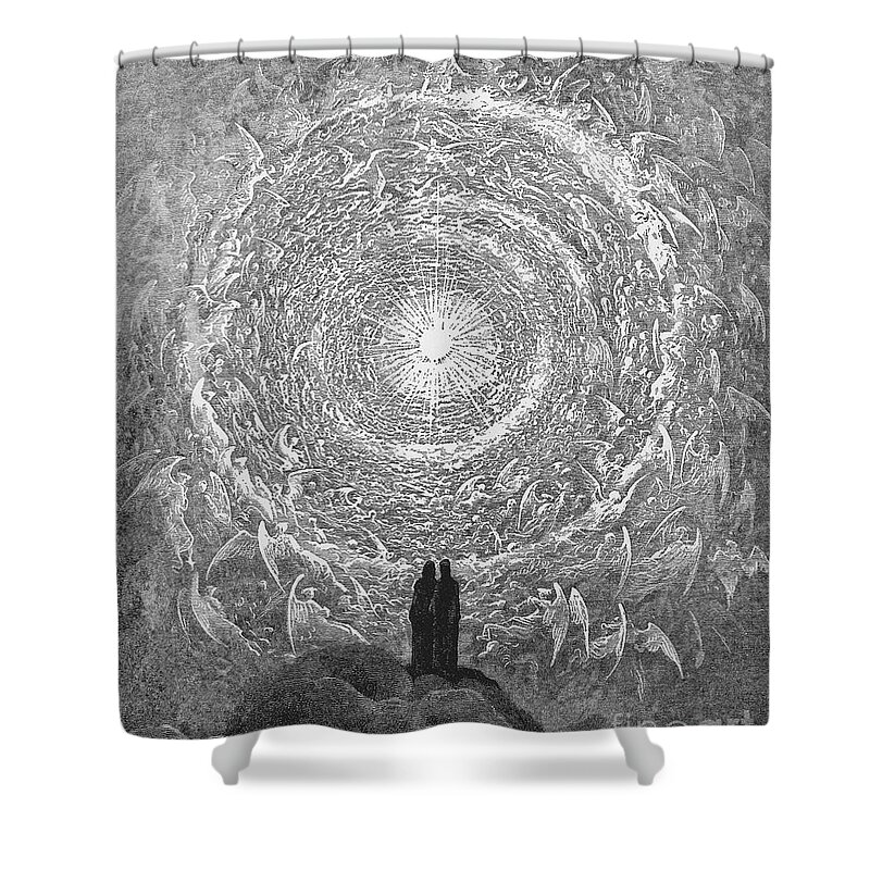 14th Century Shower Curtain featuring the drawing Dante Paradise by Gustave Dore