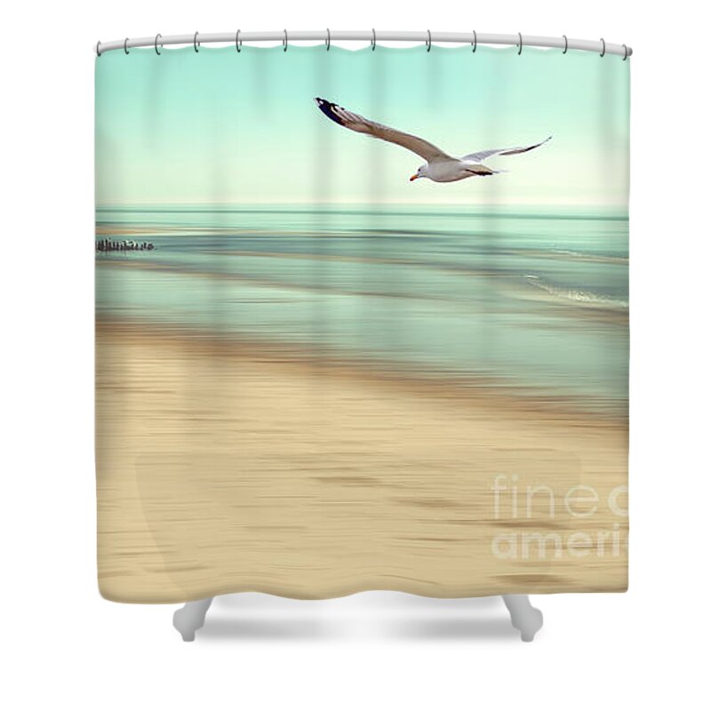 Beach Shower Curtain featuring the photograph Desire Light Vintage by Hannes Cmarits