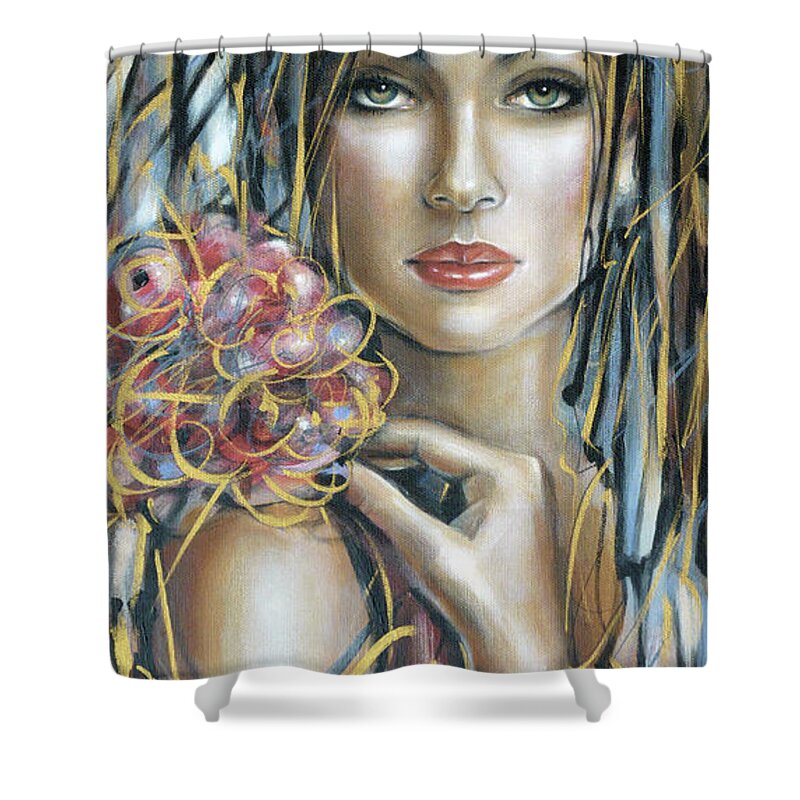 Woman Shower Curtain featuring the painting Drama Queen 301109 #3 by Selena Boron