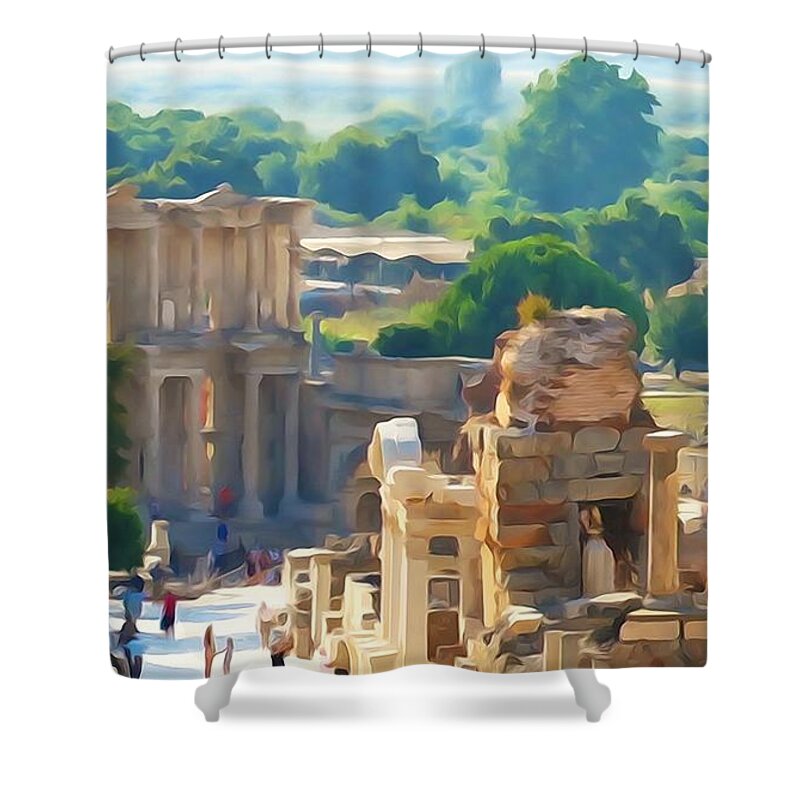 Ephesus Library Shower Curtain featuring the photograph Ephesus Library #3 by Lisa Dunn