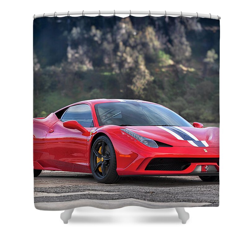 Ferrari Shower Curtain featuring the photograph #Ferrari #Speciale #Print #3 by ItzKirb Photography