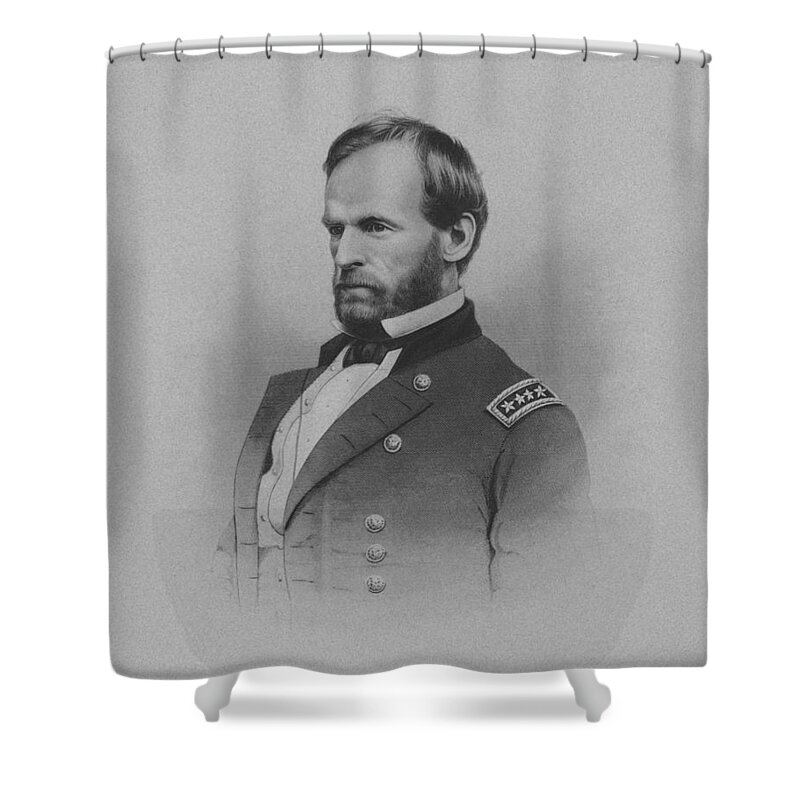 William Sherman Shower Curtain featuring the mixed media General William Tecumseh Sherman by War Is Hell Store