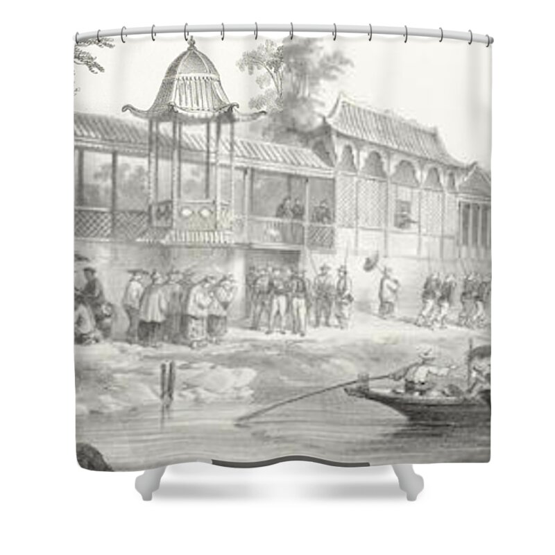 Fortavion (gc) China War. Historical And Anecdotal Shown Great Panorama Shower Curtain featuring the painting Historical And Anecdotal Shown Great Panorama by MotionAge Designs