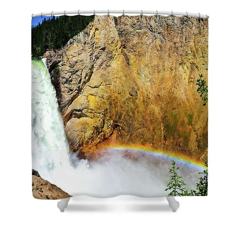 Yellowstone National Park Shower Curtain featuring the photograph Lower Falls Rainbow #2 by Greg Norrell