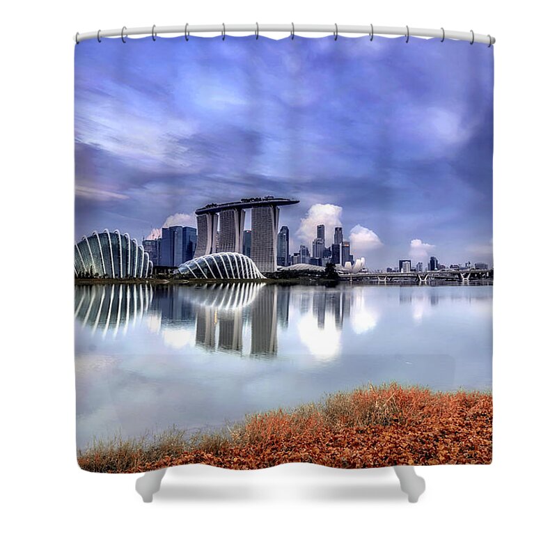 Travel Shower Curtain featuring the photograph Marina Bay #4 by Jijo George