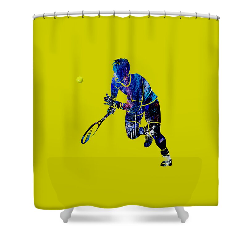 Tennis Shower Curtain featuring the mixed media Mens Tennis Collection #3 by Marvin Blaine