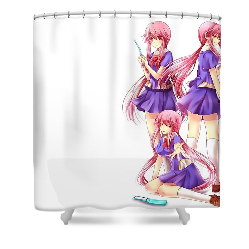 Mirai Nikki Shower Curtain featuring the digital art Mirai Nikki #3 by Super Lovely