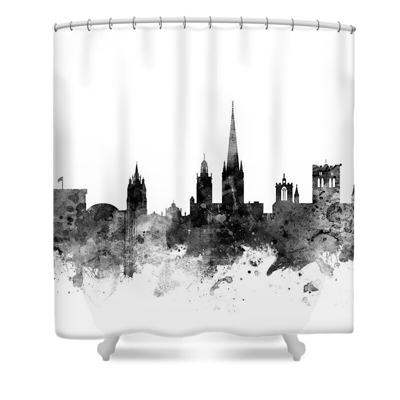 City Shower Curtain featuring the digital art Norwich England Skyline by Michael Tompsett
