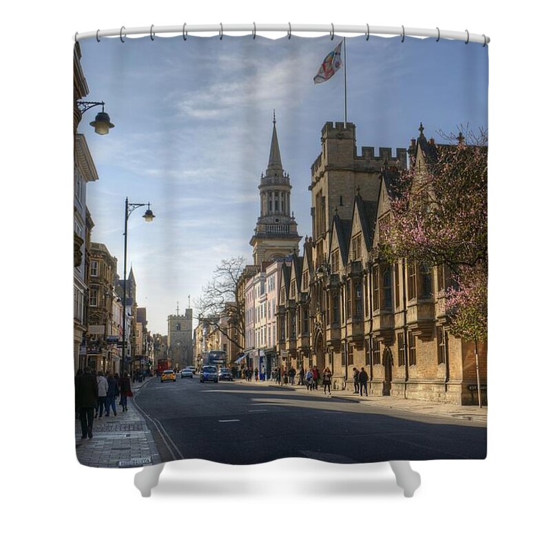 High Street Shower Curtain featuring the photograph Oxford High Street #3 by Chris Day