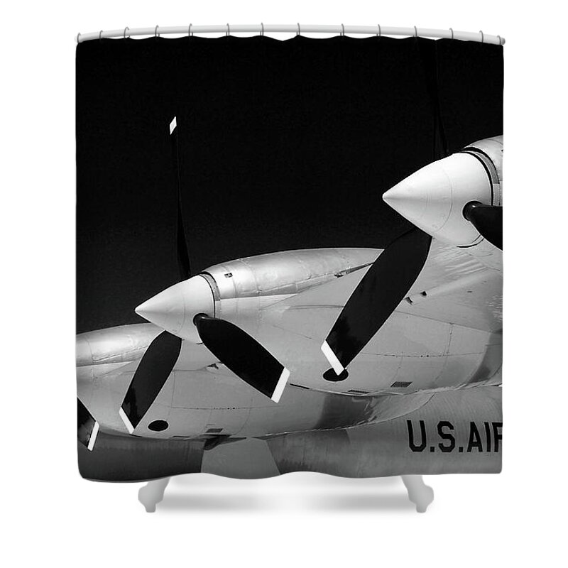 Plane Shower Curtain featuring the photograph 3 Props bw #79 by Raymond Magnani