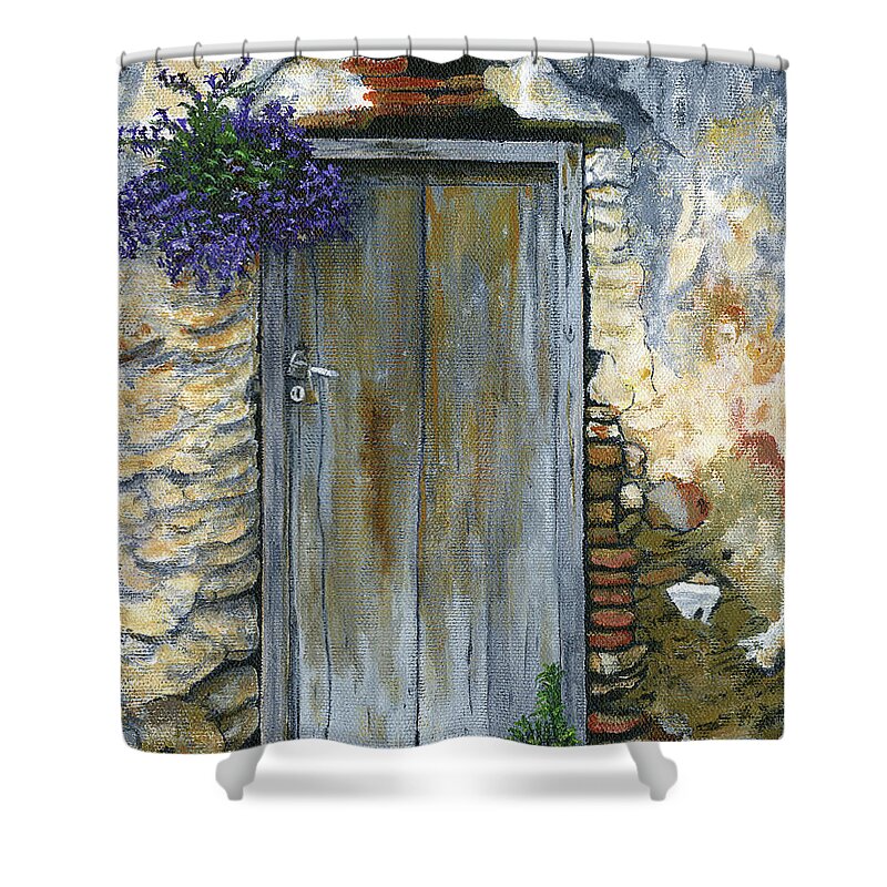 Doors Shower Curtain featuring the painting 3 Septemvriou Street by Carol McCarty