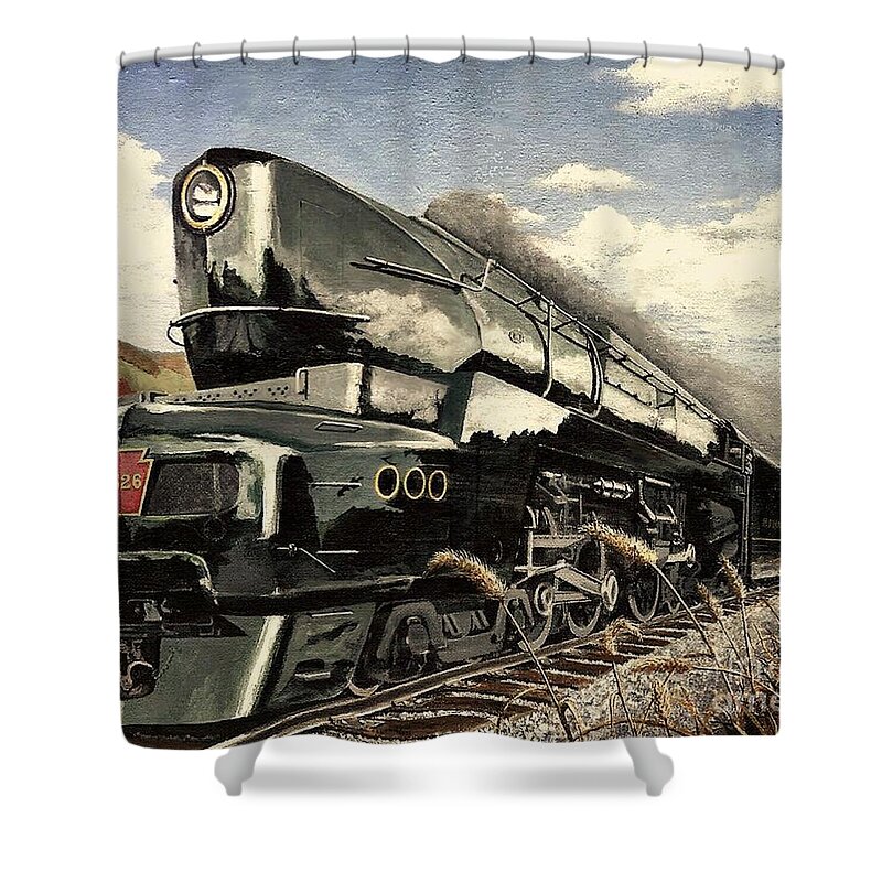 Pennsylvania Railroad Shower Curtain featuring the painting Showin Off #3 by David Mittner