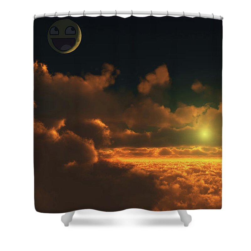 Smiley Shower Curtain featuring the digital art Smiley #3 by Super Lovely