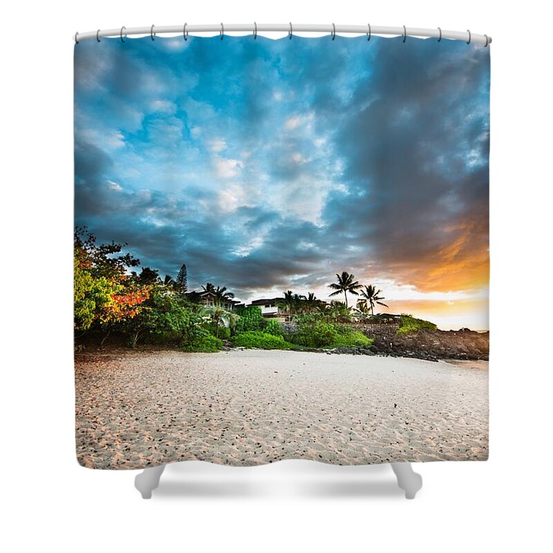 North Shore Oahu Shower Curtain featuring the photograph 3 Tables Sunset by Leonardo Dale