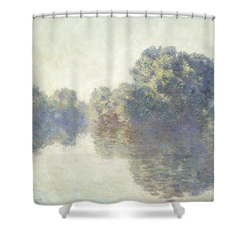 Claude Monet Shower Curtain featuring the painting The Seine At Giverny #3 by Claude Monet