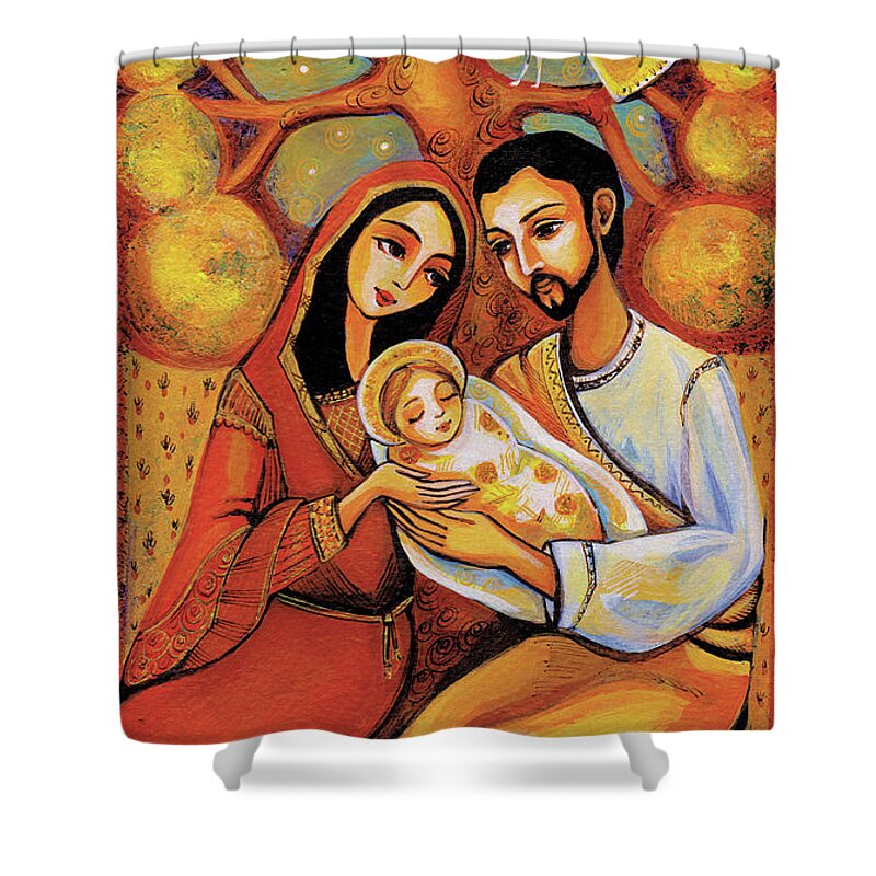 Holy Family Shower Curtain featuring the painting Tree of Life #1 by Eva Campbell