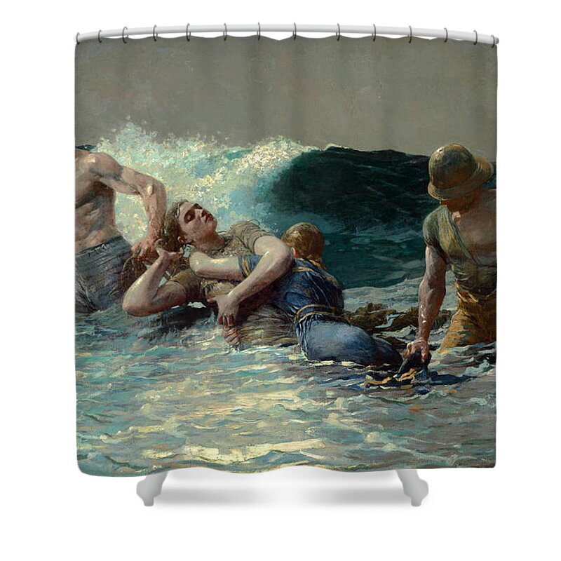 Winslow Homer Shower Curtain featuring the painting Undertow by Winslow Homer