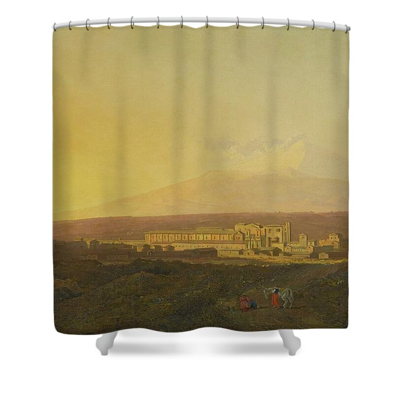 Joseph Wright Of Derby Shower Curtain featuring the painting View Of Catania #3 by Joseph Wright
