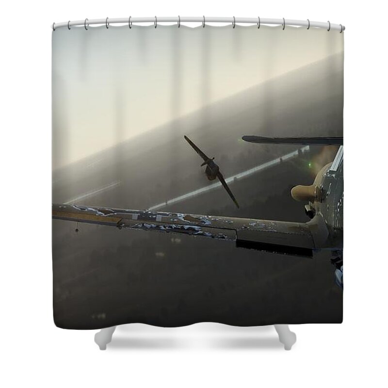 War Thunder Shower Curtain featuring the digital art War Thunder #3 by Maye Loeser