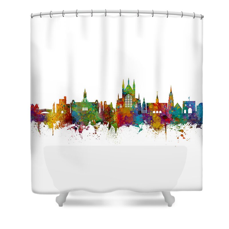 Winchester Shower Curtain featuring the digital art Winchester England Skyline by Michael Tompsett
