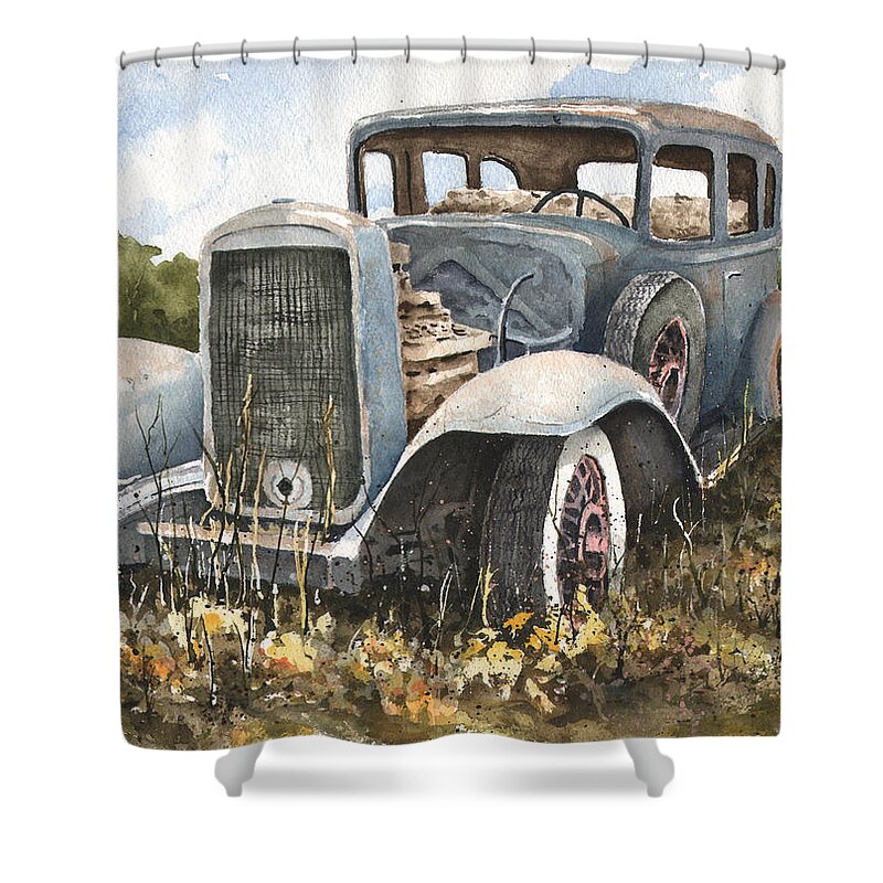 Automobile Shower Curtain featuring the painting 32 Buick by Sam Sidders
