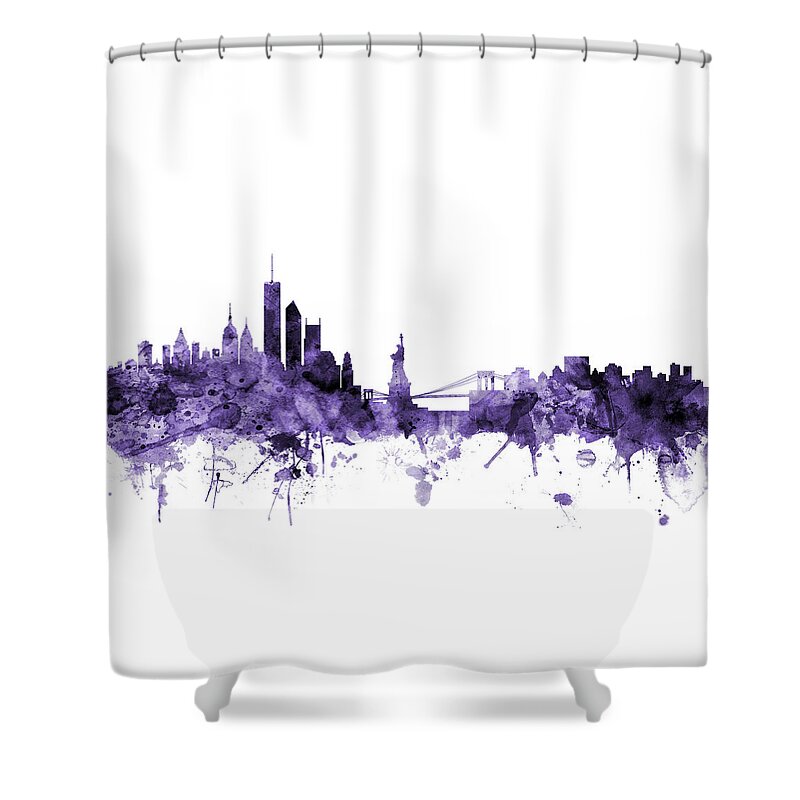 United States Shower Curtain featuring the digital art New York Skyline by Michael Tompsett
