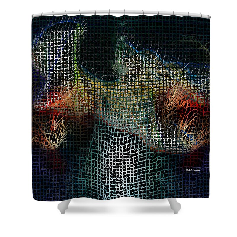 Rafael Salazar Shower Curtain featuring the digital art Magic Fireworks by Rafael Salazar