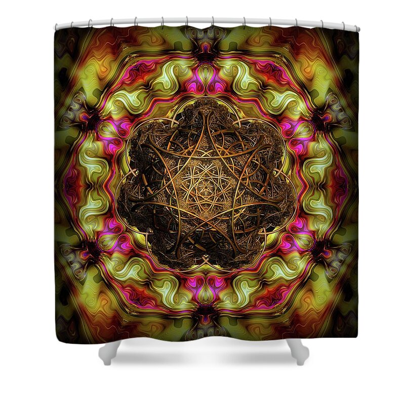 Mandala Shower Curtain featuring the digital art 3D Mandala by Lilia S